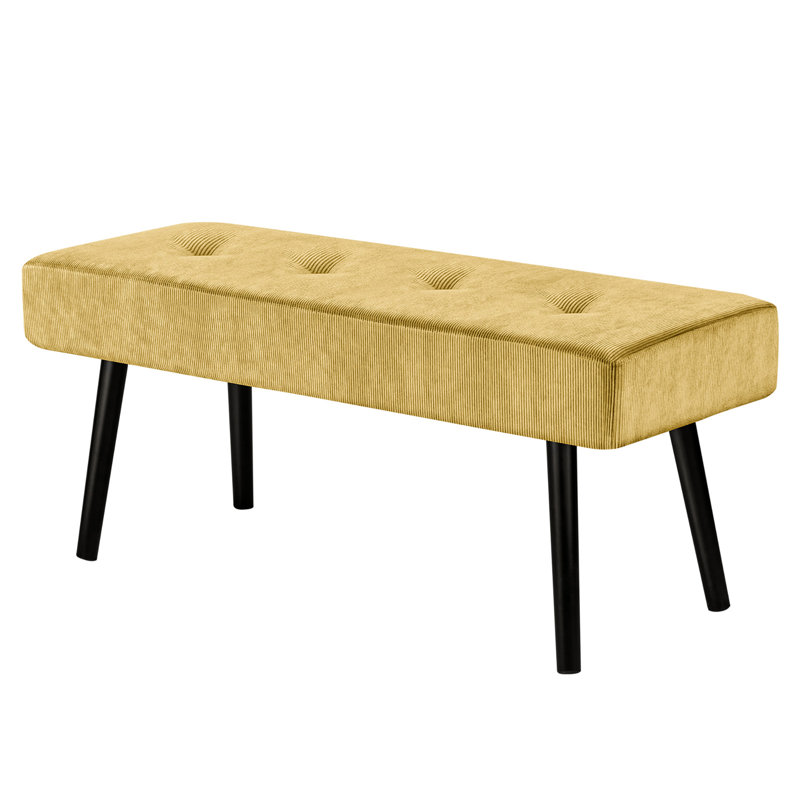 39.4" Corduroy Upholstered Bench, Yellow
