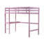 Lit simple mezzanine haut, lit mezzanine en bois d'hévéa avec barrière de sécurité, bureau intégré, échelle, rose-1553054849