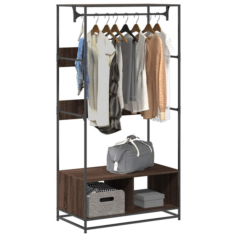 Amiyaah Metal Wardrobe, Brown Oak