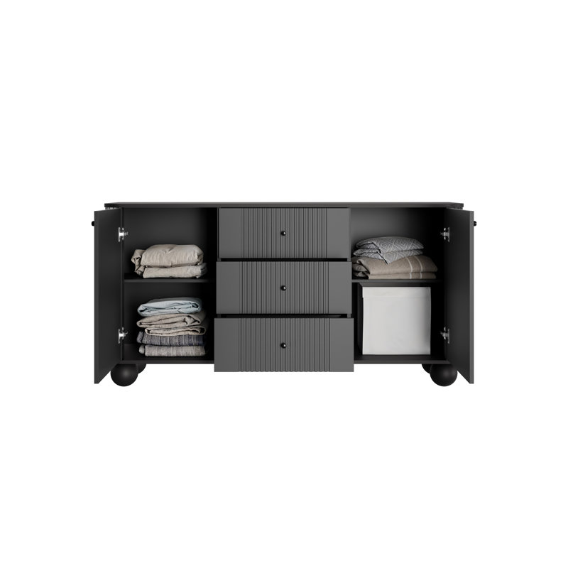 Dayzee Komoda 160 2d3sz - handles, Black/Black
