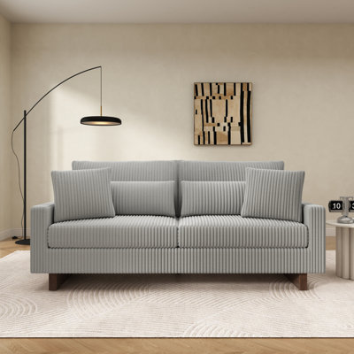 Modern Loveseat Sofa 80.3" Sofa Couch Upholstered Sofa With Four Pillows For Living Room, Grey