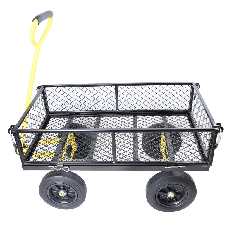 (Chariot à roues solide noir et jaune)