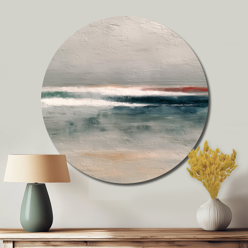 Irmfriede - art mural rond en métal bord de mer, L 36 po x H 36 po