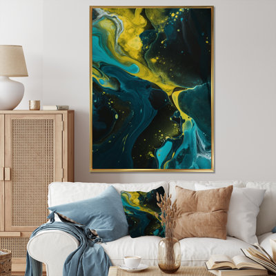 Sarcelle et jaune liquide Dreams I sur toile