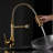 Tempting Gold Commercial Kitchen Faucet With Pull Down , Single Lever Adjustment, 360 Swiveling Arm, Ceramic Cartridge, Modern Style Intriguing Pull-Down Control, Degree Swivel Neck, Function, Valve