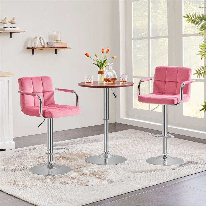 Tabouret de bar rotatif à hauteur ajustable Branislava, Rose