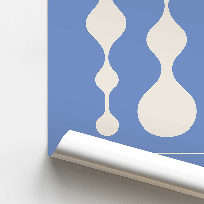 Blue Retro Bauhaus II, impression dans un cadre, H 24 po x l 18 po