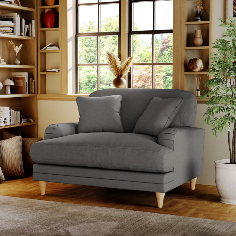 Elfur Upholstered Chair and a Half, Charcoal, Country Oak