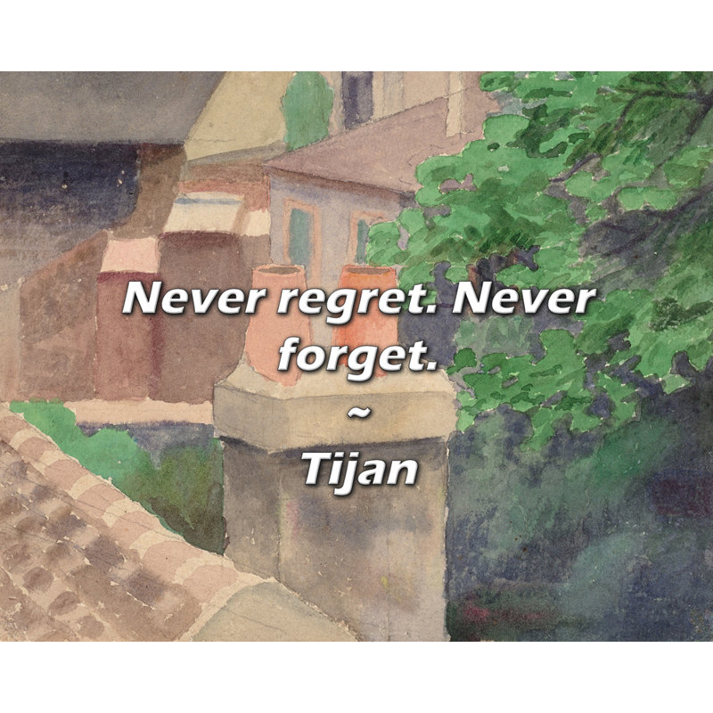 Tijan Quote: Never regret. Never forget.