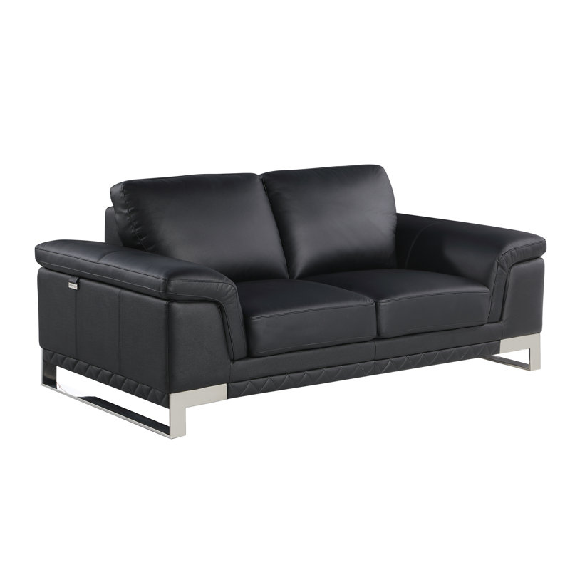 Causeuse en cuir italien, Noir
