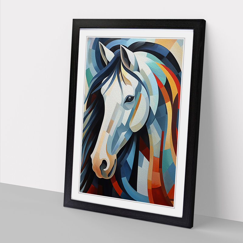 Shire Horse - Single Picture Frame Print on Wood, Black Framed, 46cm H x 34cm W