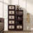 5-Tier Folding Plastic Storage Cabinet with Wheels & Magnetic Doors-1084293748
