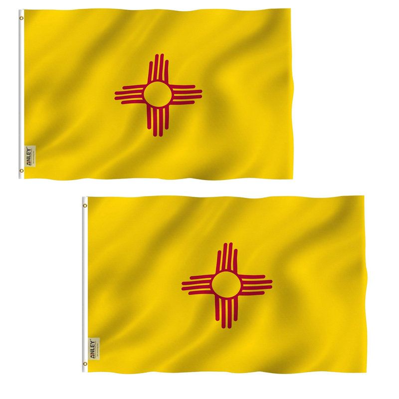  Drapeau de l'État du Nouveau-Mexique 3 pi x 5 pi Fly Breeze - polyester avec drapeaux en laiton et œillets 3 x 5 pi