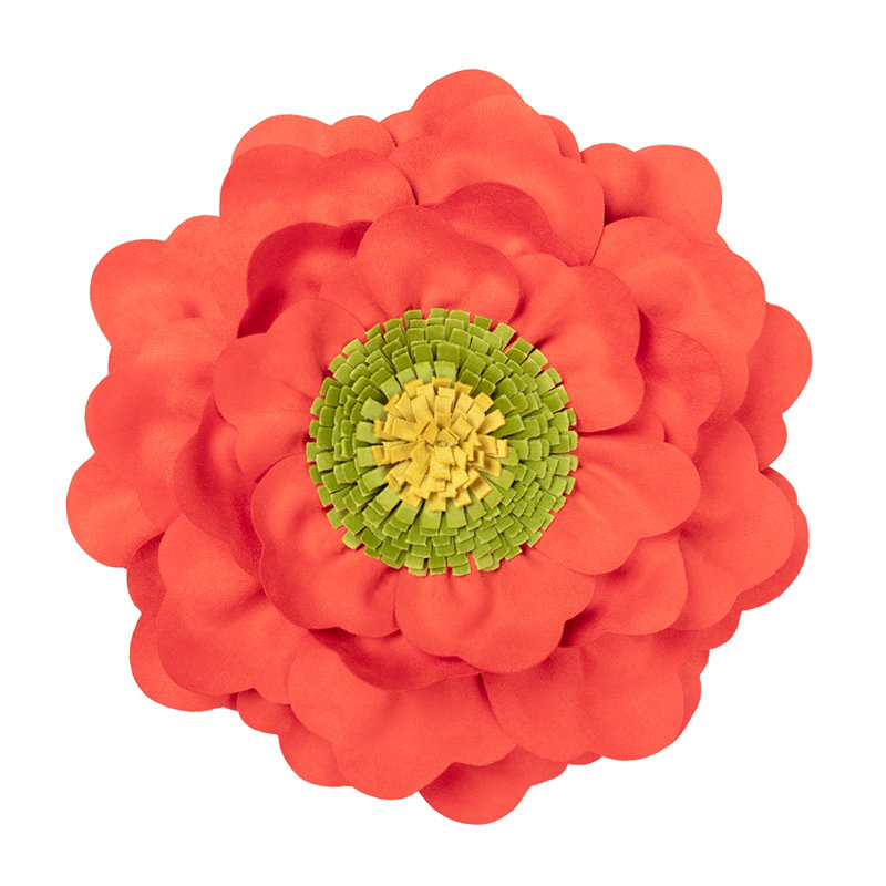 Housse de coussin décorative 3D faite à la main avec pivoine 3D, Corail rouge