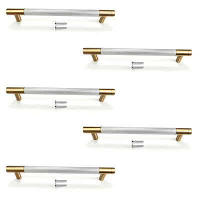 5 Pack Gold Modern Round Aluminum Cabinet Pulls, Bar Pulls, Drawer Pulls and Handle Pulls Model CPMBXMO0007 Hole Distance 3 3/4''