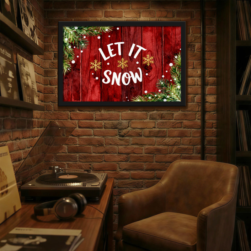 Christmas Let It Snow Holiday Pattern Print, 16" H x 24" W