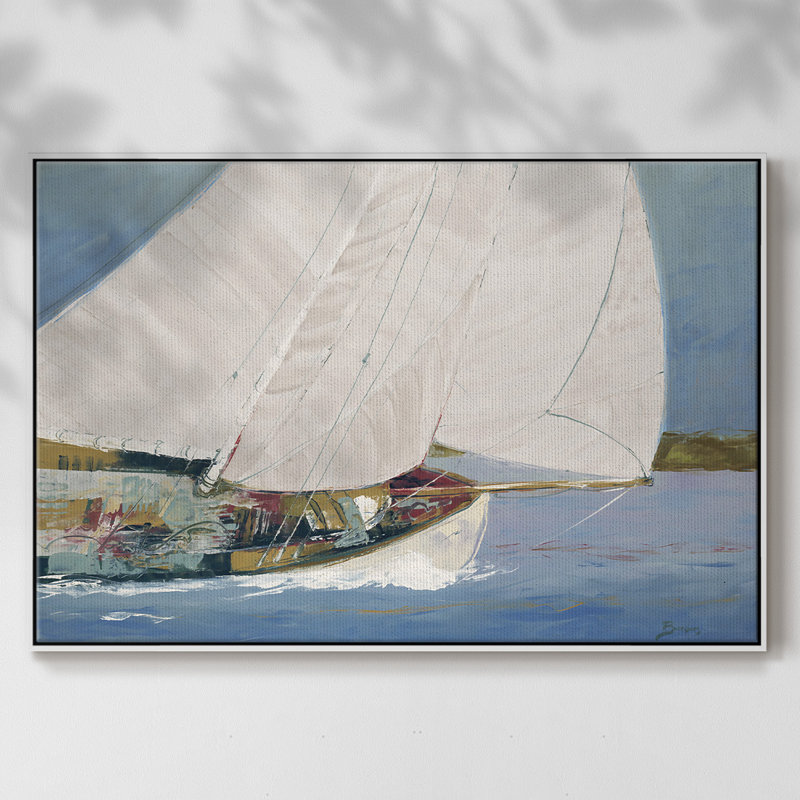 LAC SAILING, reproduction d'art sur toile encadrée, H 41 po x l 27 po x P 2 po, Blanc
