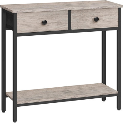 29.5"" Narrow Console Table With 2 Fabric Drawers, Small Entryway Table With 2-Tier Storage Shelves, Thin Sofa Table, Side Table, For Living Room, Hall -  17 Stories, 730575F211B14B8AB8037C338D00C4C2