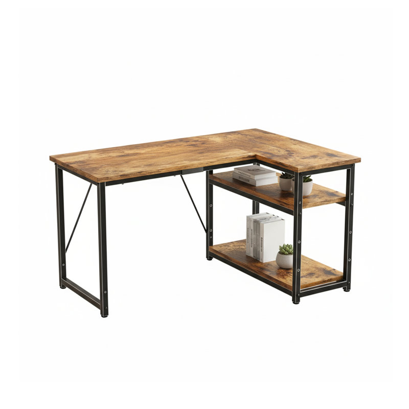 L-Shaped Metal Base Computer Desk