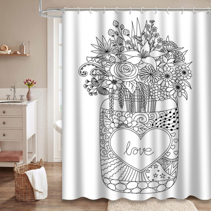 Rideau de douche avec 12 crochets, L 72 po x l 78 po