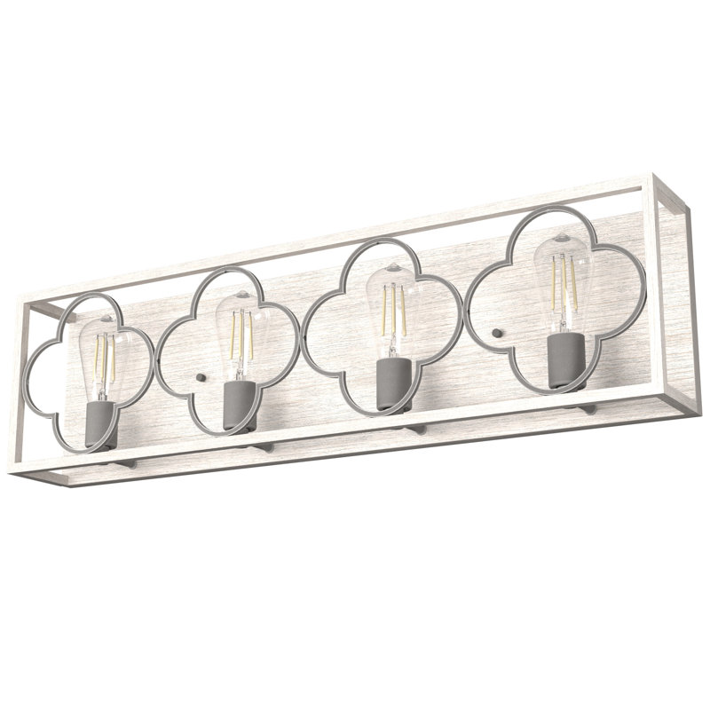 Gablecrest 4 Light  Flush Mount Bathroom Vanity Wall Light Fixture, White