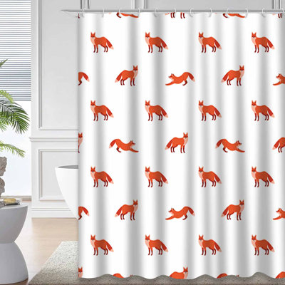 Mignon rideau de douche à motif de renard roux avec 12 crochets