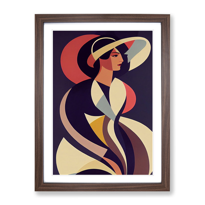 XV1022-5301X Woman No.6 1 Piece Single Picture Frame Wall Art, 46cm H x 34cm W x 2cm D, Walnut
