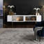 Meuble télé blanc avec pieds dorés Luxe