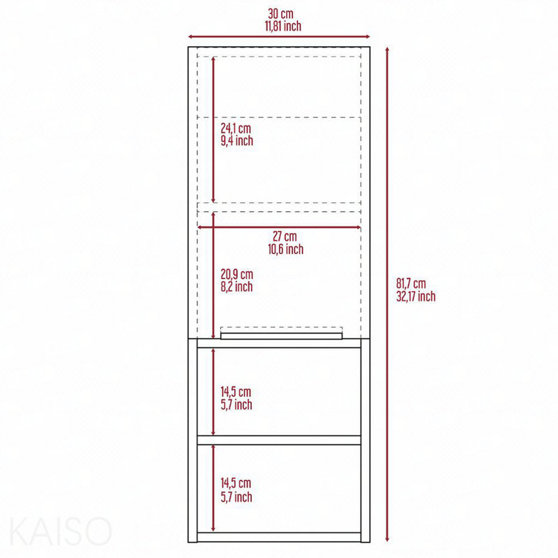 Bathroom Cabinet, Two Interior Shelves, Two External Shelves, Single Door Cabinet -Light Grey, Grey