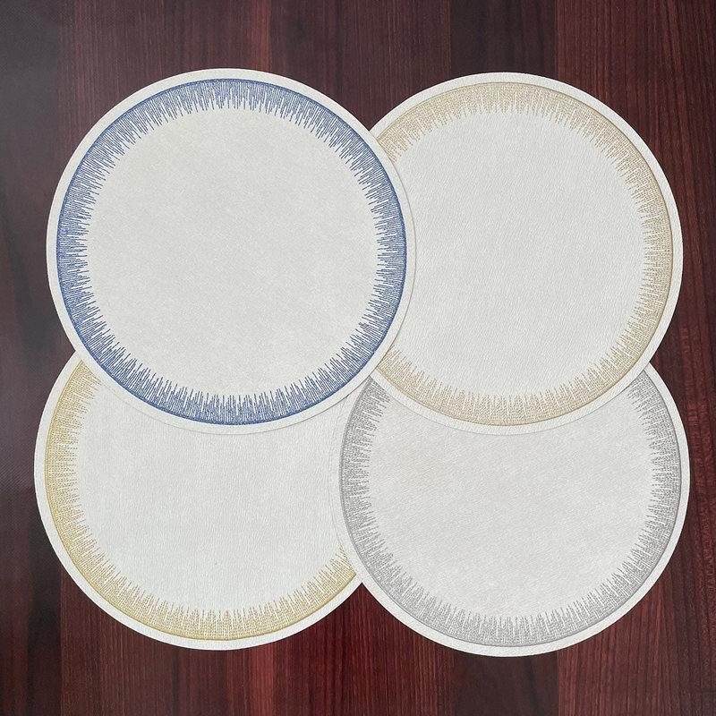 Flare Vinyl Placemats, White/Silver