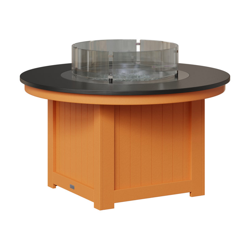 Foyer de table rond Berlin Gardens Donoma, H 25 po x l 44 po x P 44 po, Hammered Top Black with Mango Orange Base