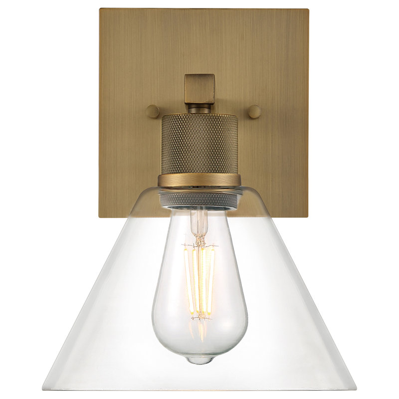 Port Nine Steel Armed Sconce, Antique Brushed Brass