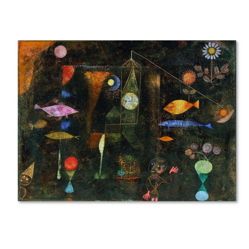 Art mural sur toile tendue - Paul Klee «Fish Magic», art mural pour salon, chambre à coucher ou bureau - 14 x 19