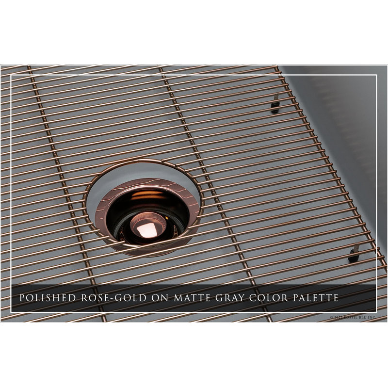 Luxury 33" L x 20" W Dual Mount Kitchen Sink with Basket Strainer, Polished Rose Gold Accessories