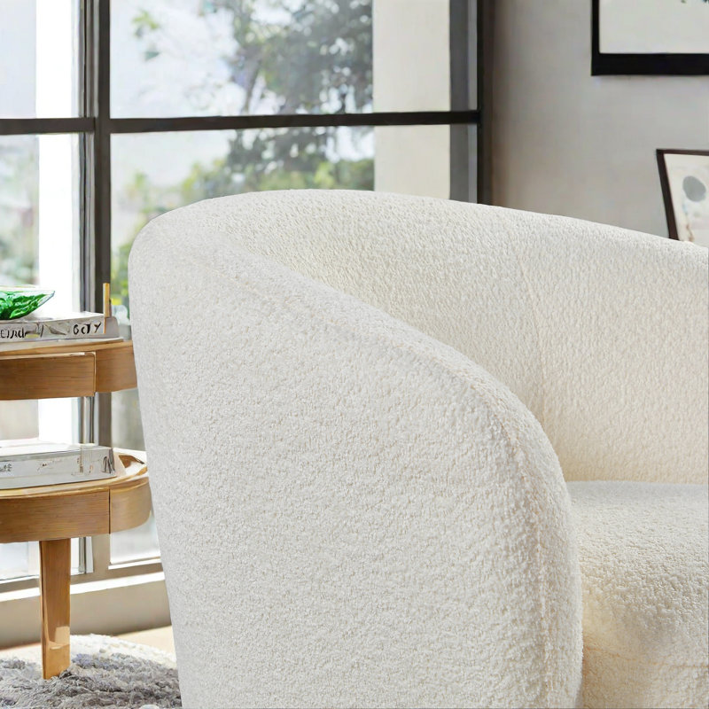 Fauteuil demi-tonneau pivotant à 31 degrés de largeur 31,1 po, Rembourrage en mousse blanche