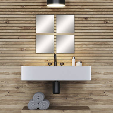 8/16x Frameless Mirror Tiles Glass Wall Mirror Home Decor Bathroom (Set of 16) Wrought Studio