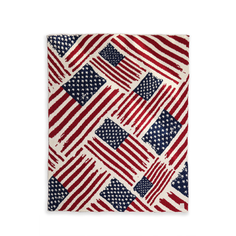 American Flag Pattern Luxury Soft Throw Blanket - RED/NAVY