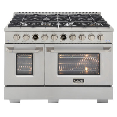 KUCHT 48 po 6,7 pi³ Cuisinière à deux brûleurs au propane en acier inoxydable avec thermostat Kucht Horus