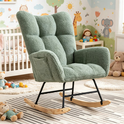 Chaise berçante de chambre de bébé, chaise berçante pour bébé, chaise berçante coulissante, chaise berçante d'appoint moderne, vert