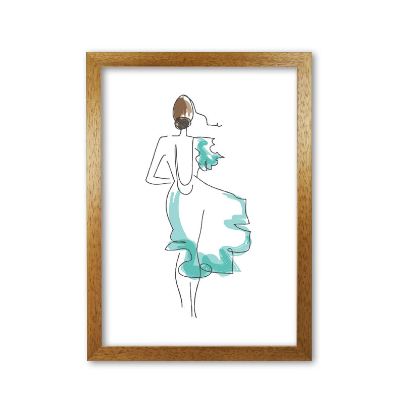 Fashion Line Drawing - Print, 60 cm H x 42 cm W x 5 cm D, Honey Oak Frame