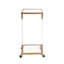 Table carrée en forme de C, plateau en verre acrylique côté doré, verre trempé de 5 mm à extrémité mobile, roulement lisse