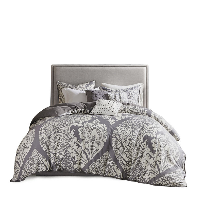 Literie en coton Madysin, Housse de couette très grand / très grand califo, Gris