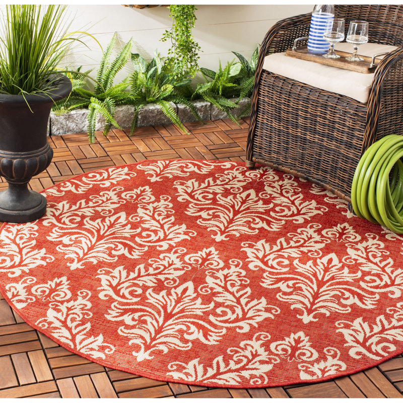 Tapis intérieur / extérieur Galena Performance Ikat, Rond 5 pi 3 po