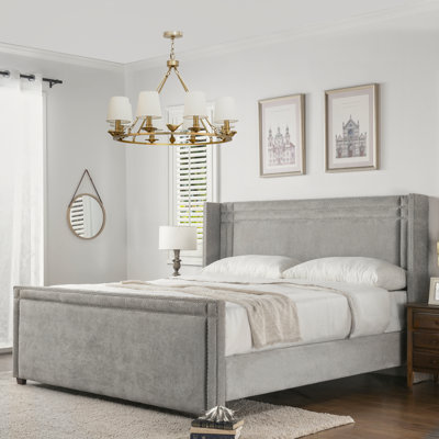 Janna Upholstered Birch Wingback Bed