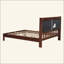 Structure de lit plateforme en bois massif avec tête de lit tapissier en velours beige, aucun sommier tapissier requis-129743465-129743464