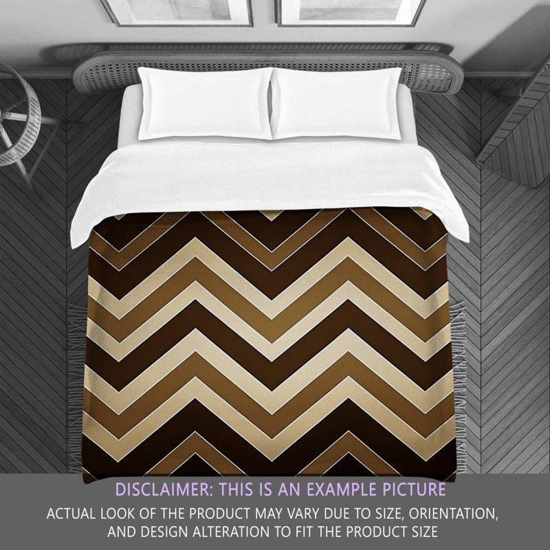 Checkered Comforter, Twin Comforter, Brown/Gold Chevron