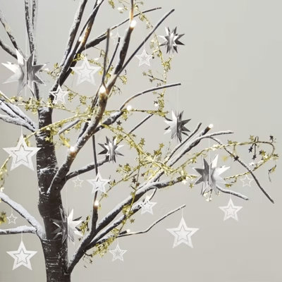 Metallic Gold 3D Star Hanging Paper Garlands Multi-shaped Twinkle Star Streamers for Baby Shower Birthday New Year Christmas Decoration