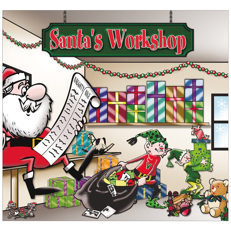 Santa's Workshop Coloring Table Runner