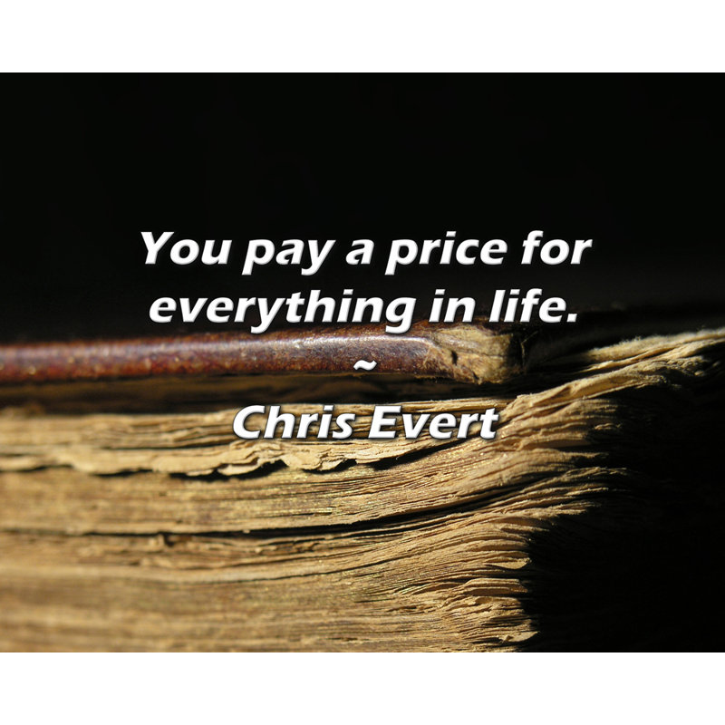 Citation artistique «Vous payez un prix pour tout dans la vie». Toile tendue par Chris Evert