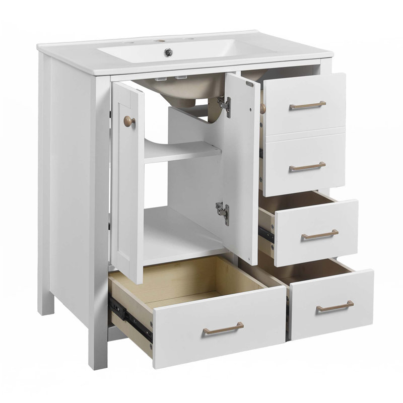 Meuble-lavabo 30 po avec lavabo en céramique, Blanc